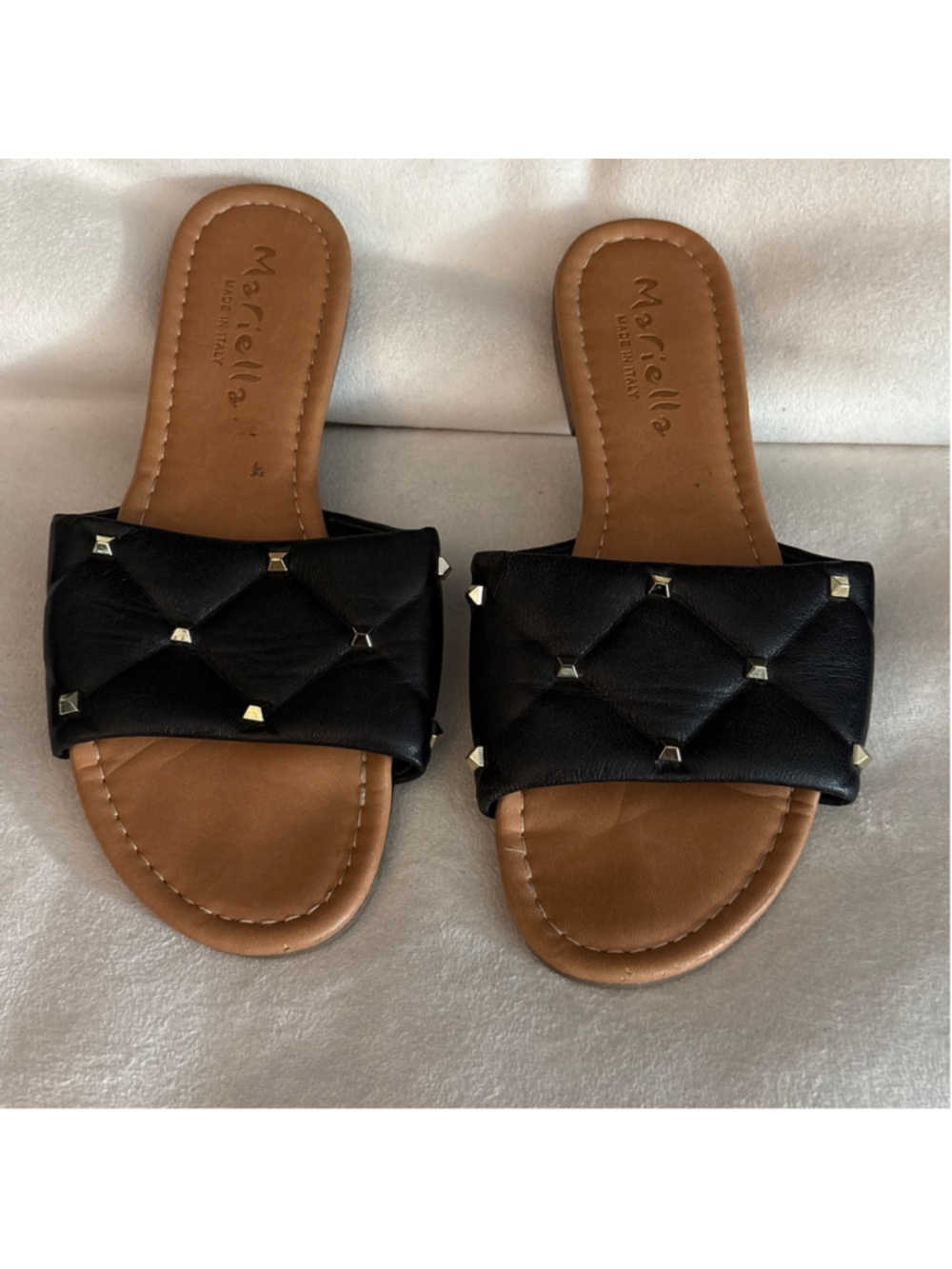 Women's Mariella Black Studded Slide Sandals size 8